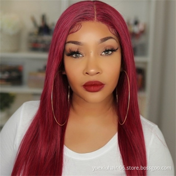 Cheap wholesale lace Closure front red #99j burgundy 100% cuticle wink raw virgin remy Human Hair For Black Women Wig vendor